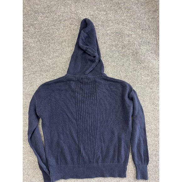 Sigrid Olsen Sweater Womens Small Navy Blue Hooded Linen Cotton Pullover Knit - Picture 6 of 7